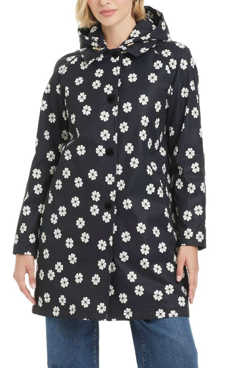 Hooded A-Line Trench Coat, Alternate, color, SPADE FLOWER TOSS
