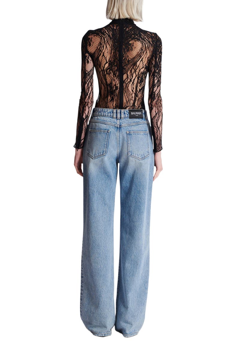 Balmain Long-Sleeved Lace Body, Alternate, color, Black