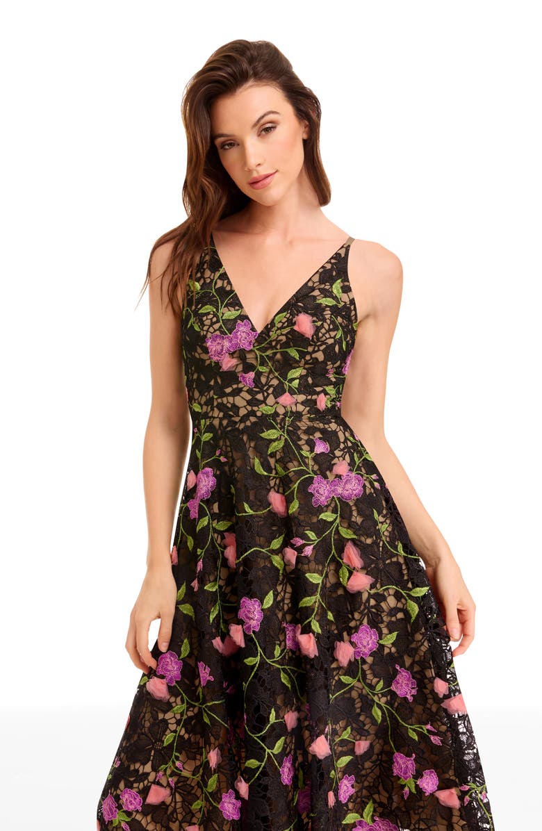 Dress the Population Elisa Floral Fit & Flare Cocktail Dress, Alternate, color, Black Multi