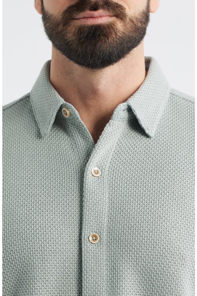 Linden Textured Short Sleeve Button-Up Shirt, Alternate, color, SAGE