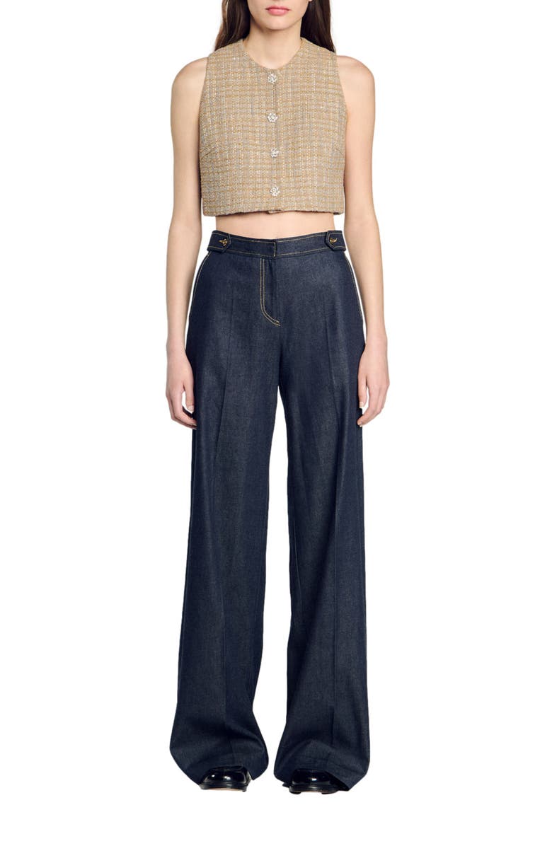 SANDRO Tweed Vest, Main, color, 