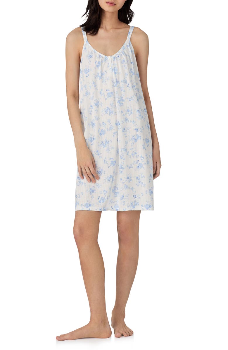 Lauren Ralph Lauren Floral Double Strap Cotton Blend Nightgown, Main, color,
