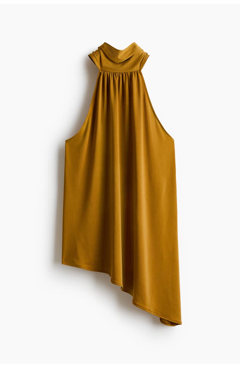 H&M Asymmetric Halterneck Top, Main, color, Mustard Yellow
