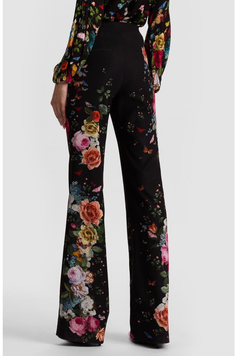 Teeny Floral Fit & Flare Bootcut Pants, Alternate, color, SOLAR STRENGTH BLACK