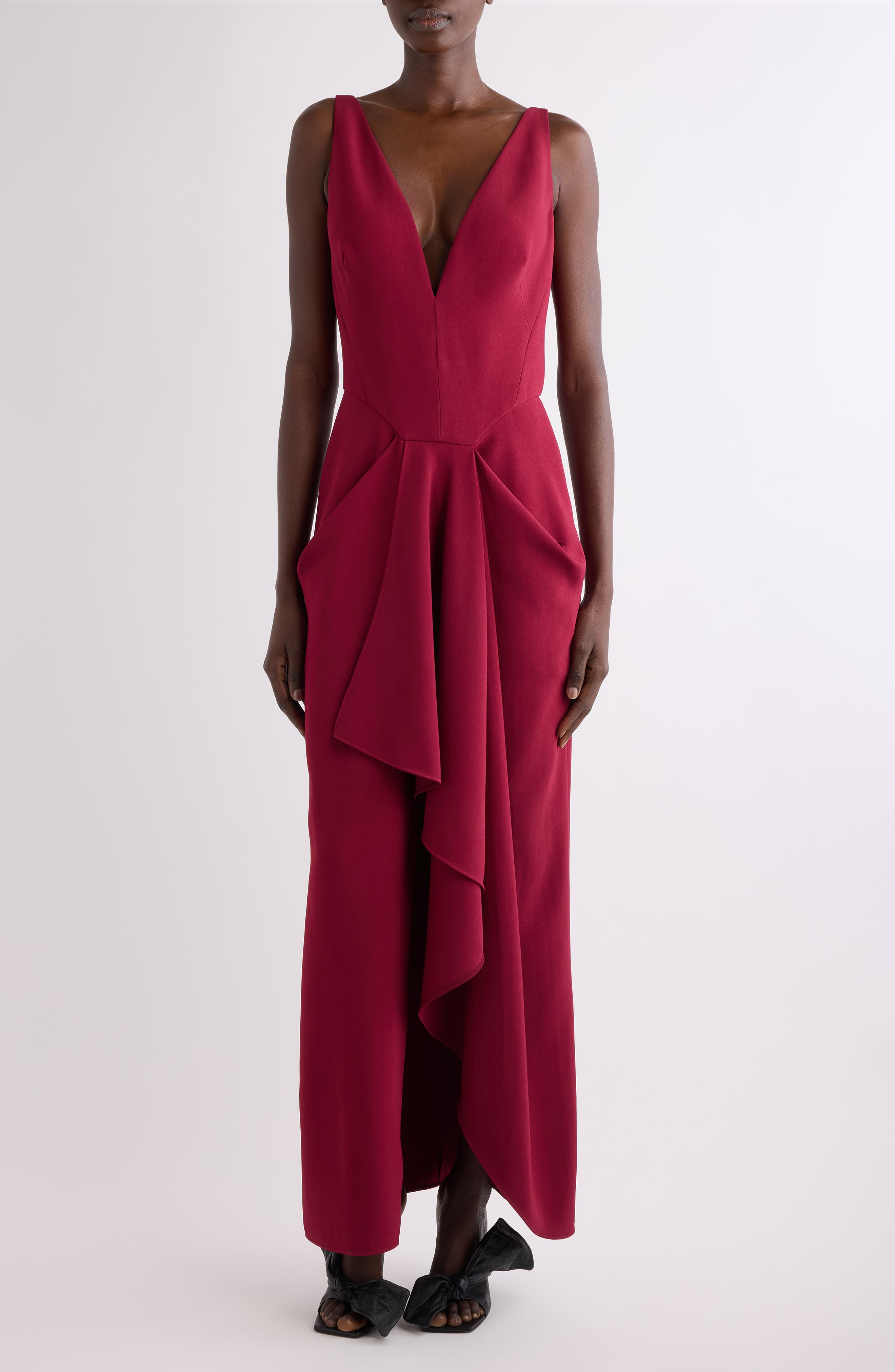 Waterfall Stretch Crepe Cady Gown