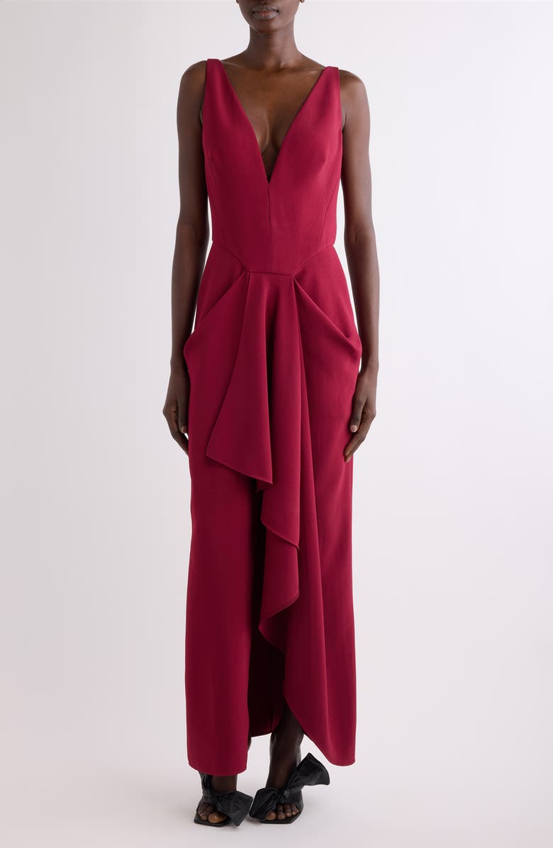 Givenchy Waterfall Stretch Crepe Cady Gown, Main, color, Red Cherry