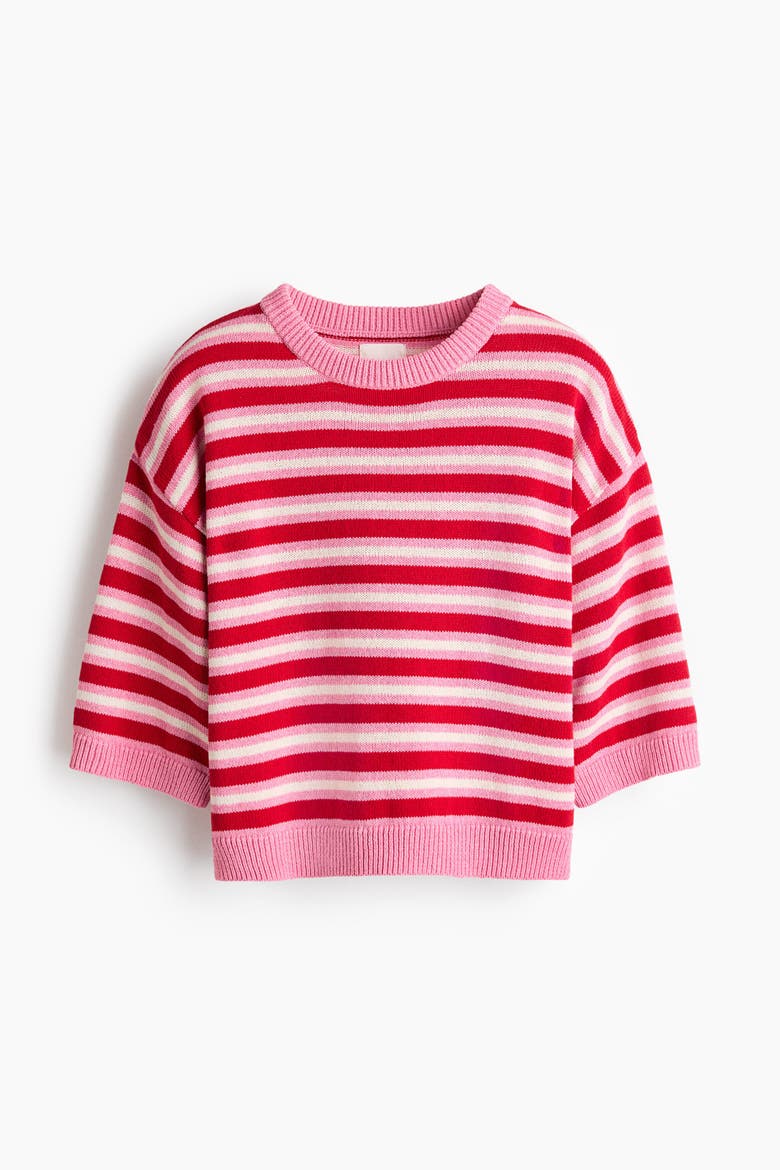 Knit T-shirt, Alternate, color, Pink/striped