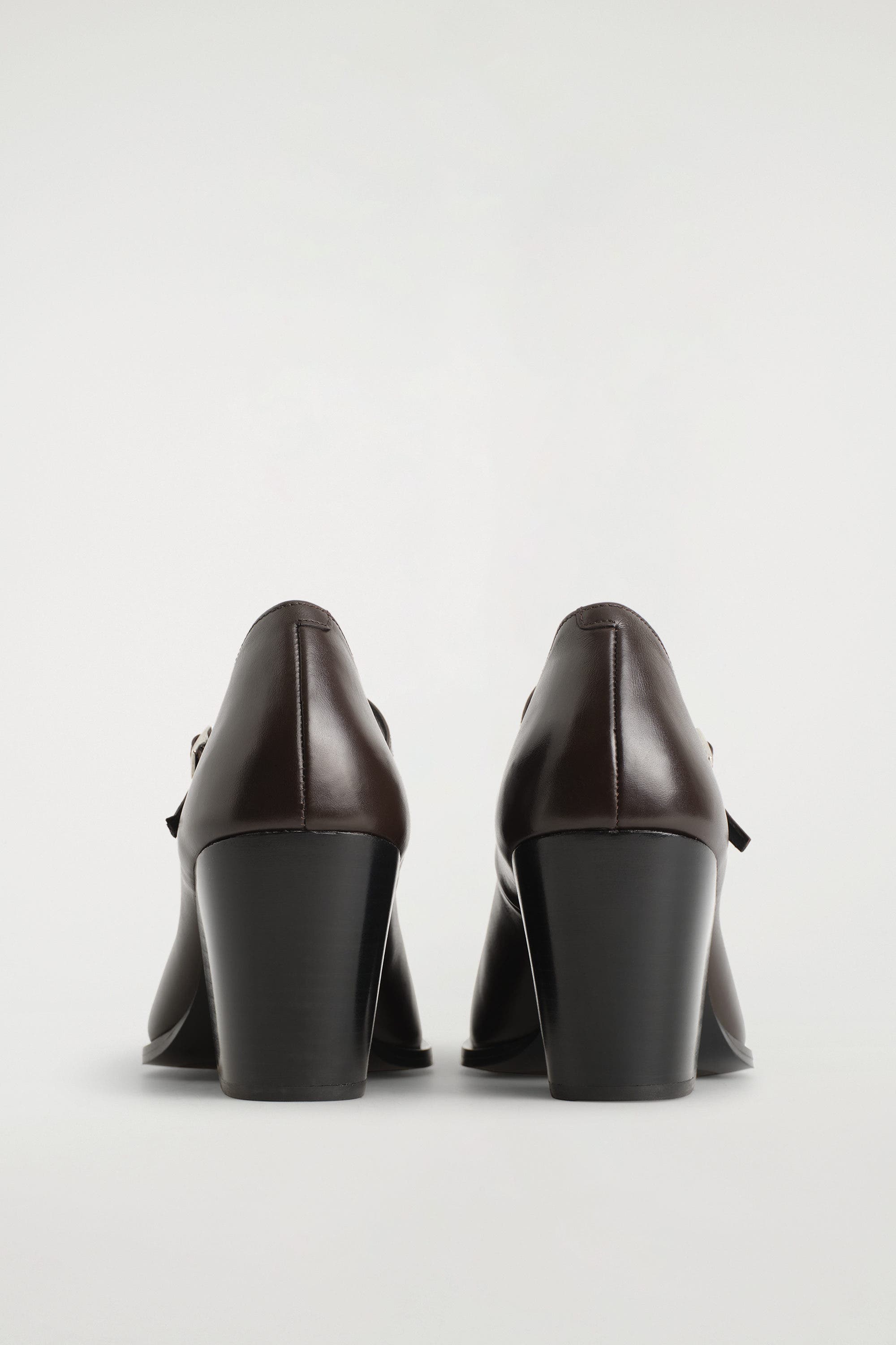 Leather Heeled Mary Jane Shoes, Alternate, color, DARK BROWN