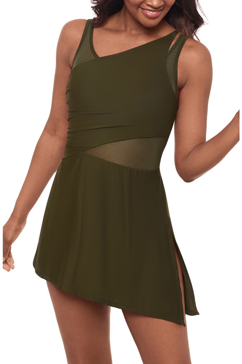 Network News Alina Skirted One-Piece Swimsuit, Alternate, color, NORI