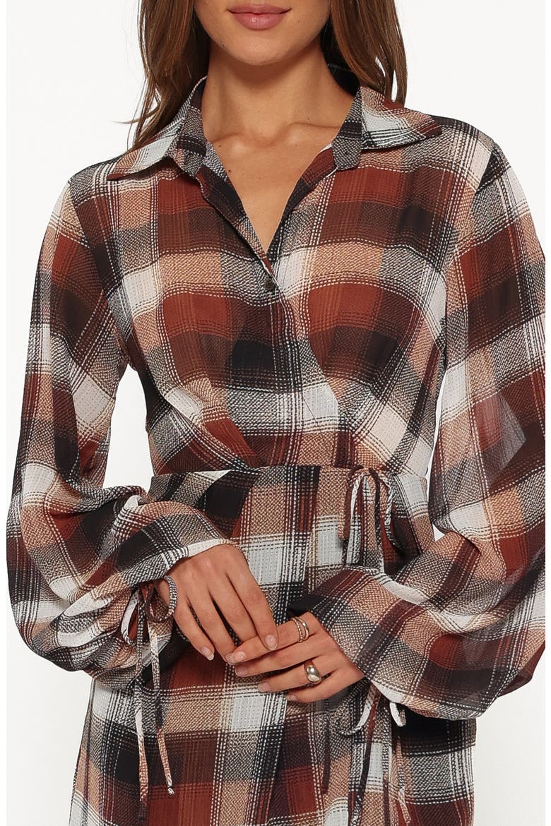 Eadie Long Sleeved Plaid Minidress, Alternate, color, PLAID