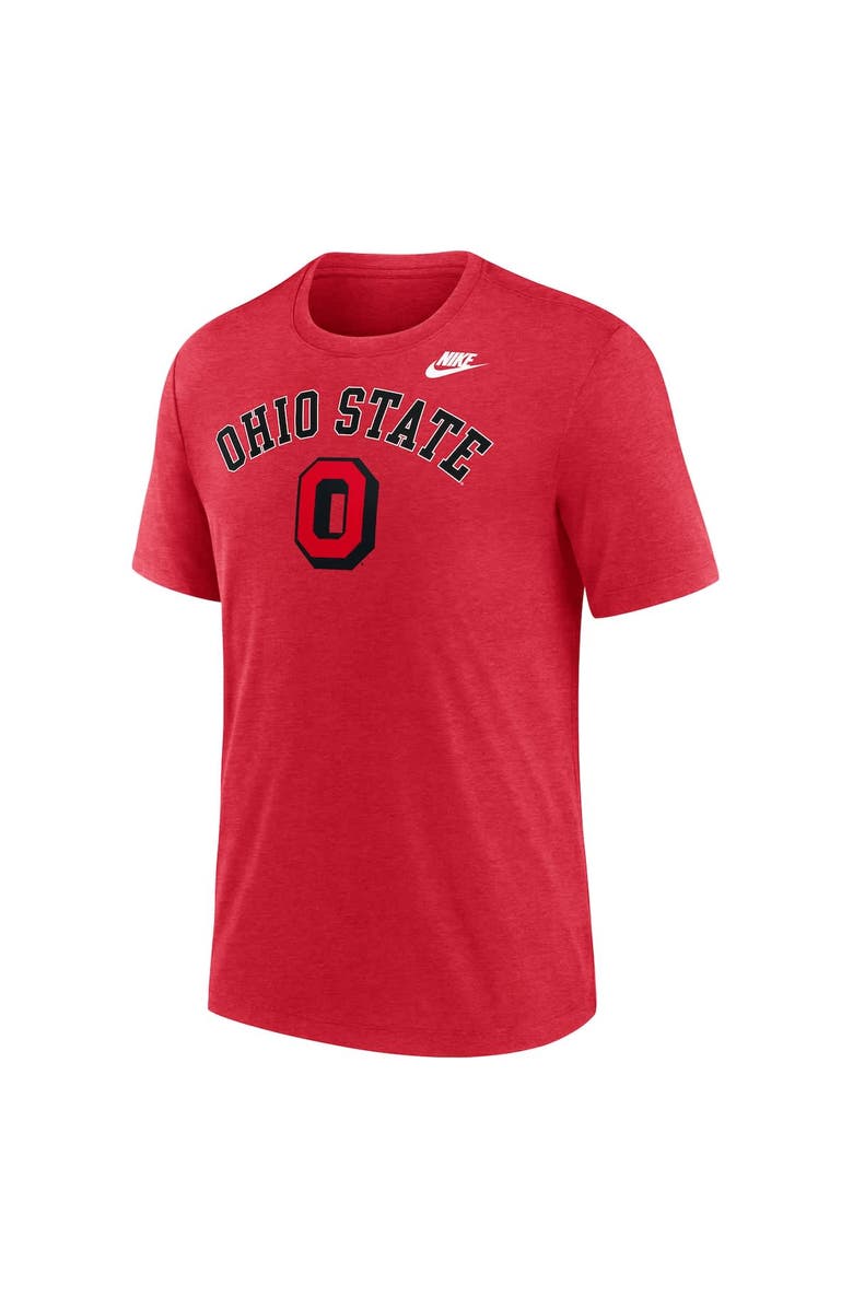 Nike Men's Nike Heather Scarlet Ohio State Buckeyes Legacy Arch Tri-Blend T-Shirt, Alternate, color, Scarlet