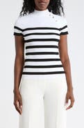 Elie Tahari Stripe Raglan Sleeve Knit Top