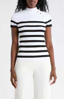 Elie Tahari Stripe Raglan Sleeve Knit Top