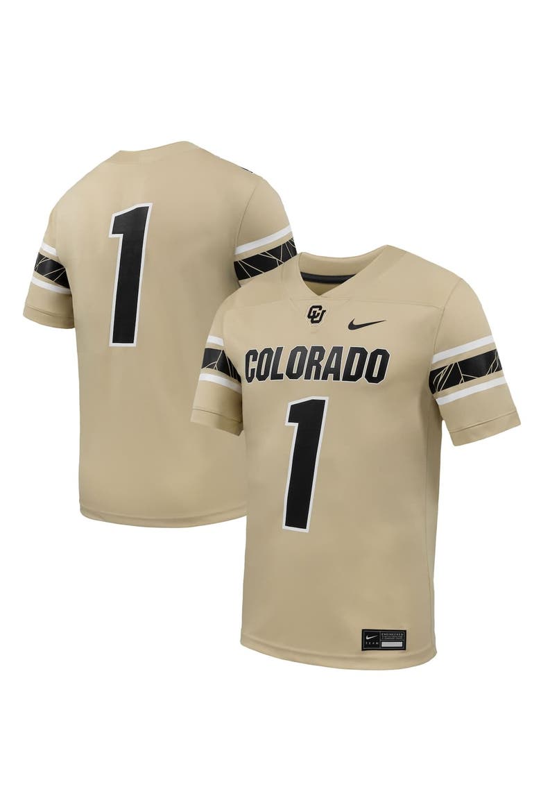 Men's Nike #1 Gold Colorado Buffaloes Football Game Jersey, Alternate, color, Gold