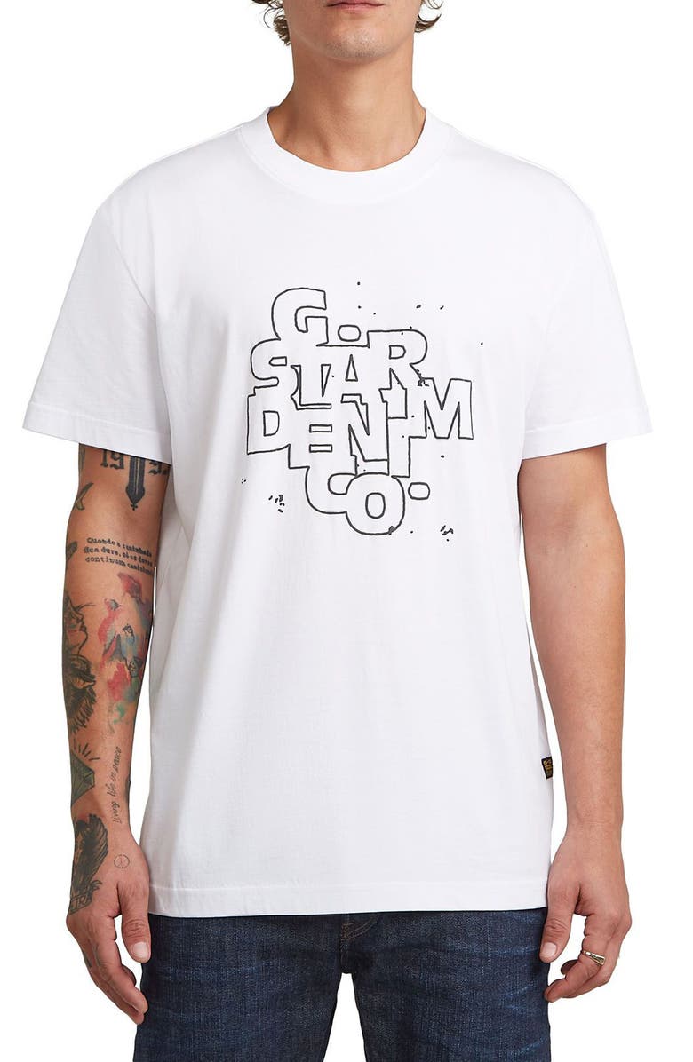 G-STAR HD Print Organic Cotton Graphic T-Shirt, Main, color, White