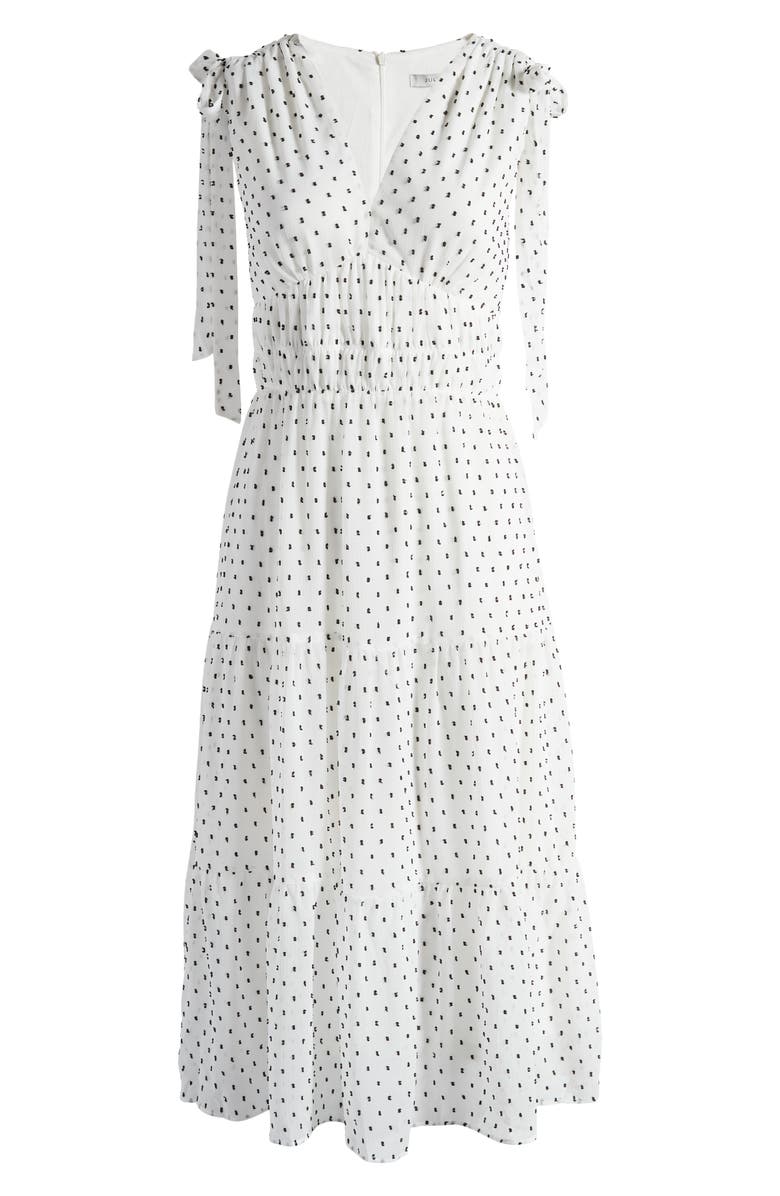 Julia Jordan Clip Dot Ruched Tiered Dress, Alternate, color,