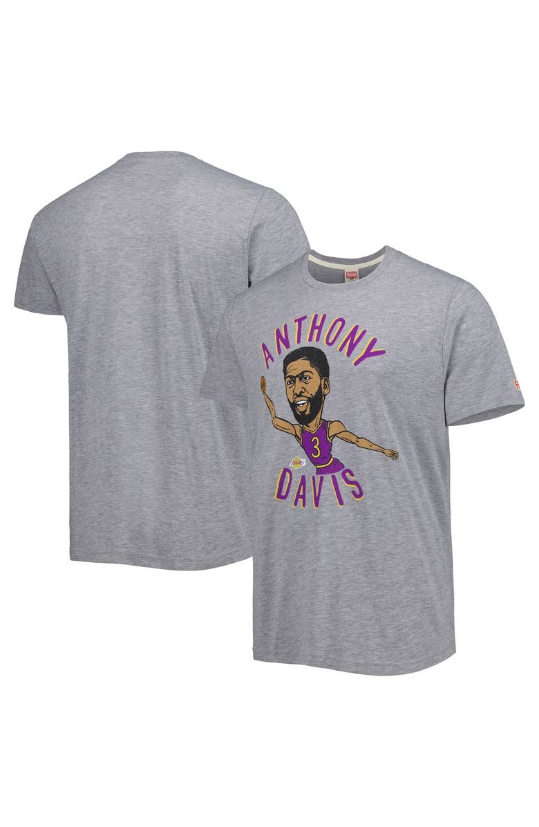 Homage Men's Homage Anthony Davis Gray Los Angeles Lakers Caricature Tri-Blend T-Shirt, Main, color,