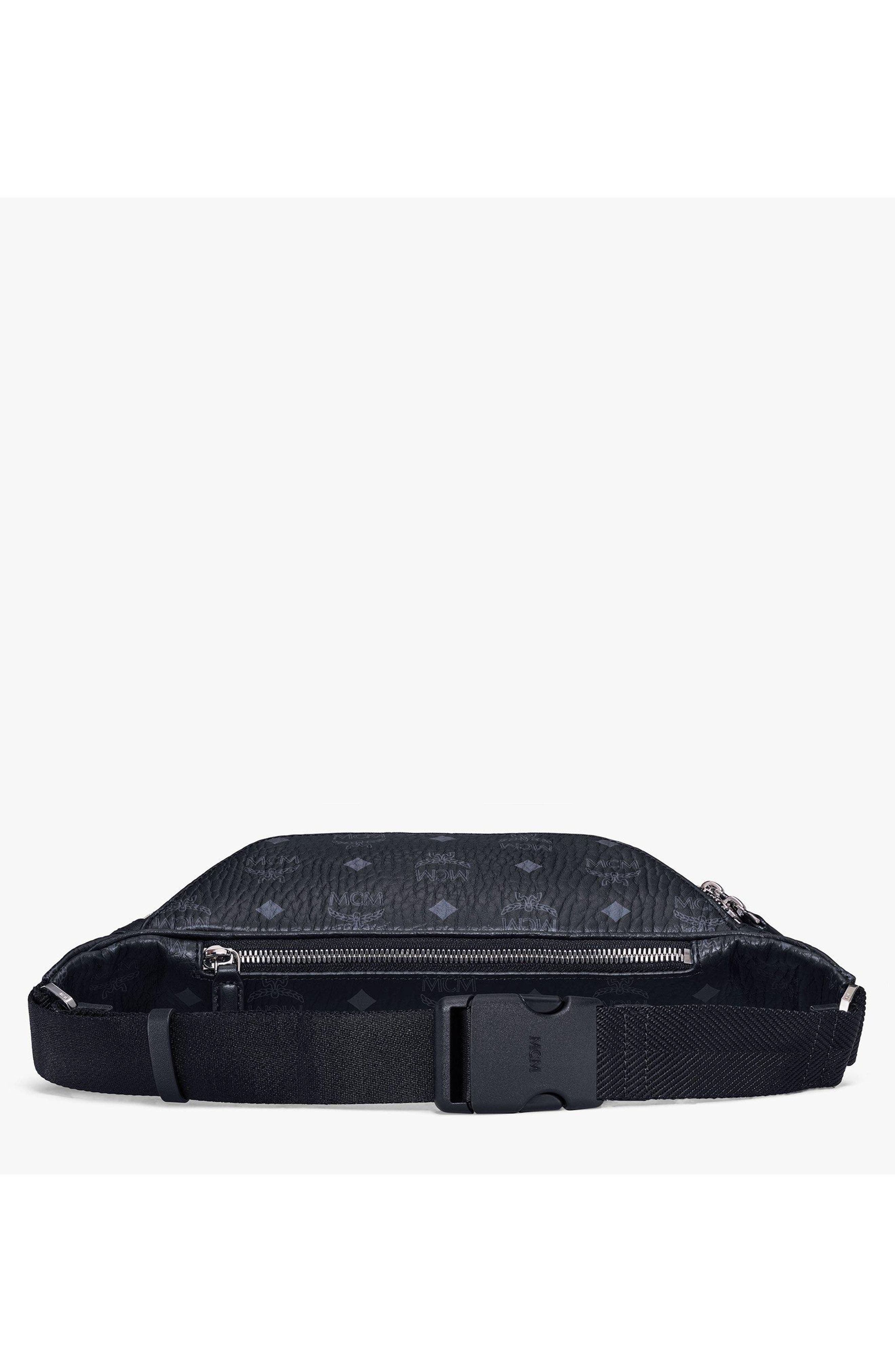MCM Fursten Belt Bag in Visetos, Alternate, color, Black