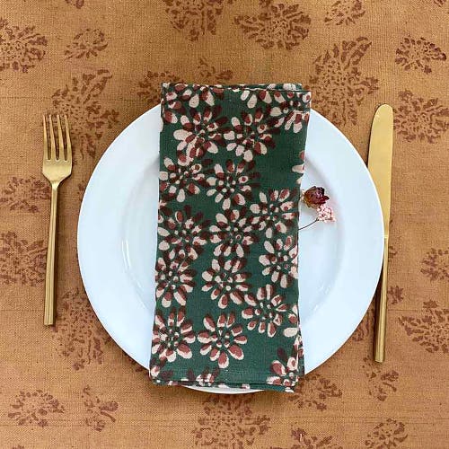 Ichcha Organic Cotton Dinner Napkins In Green