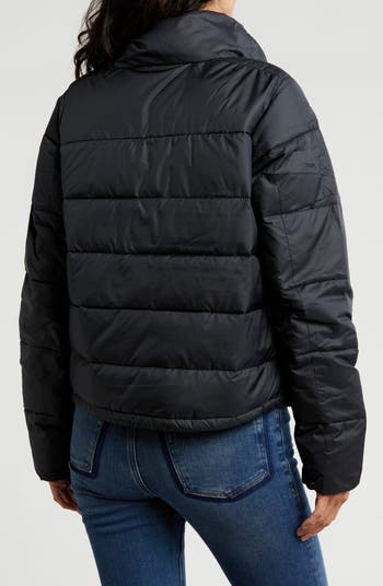 Shimmer Ridge Cropped Water Repellent Channel Quilted Puffer Jacket