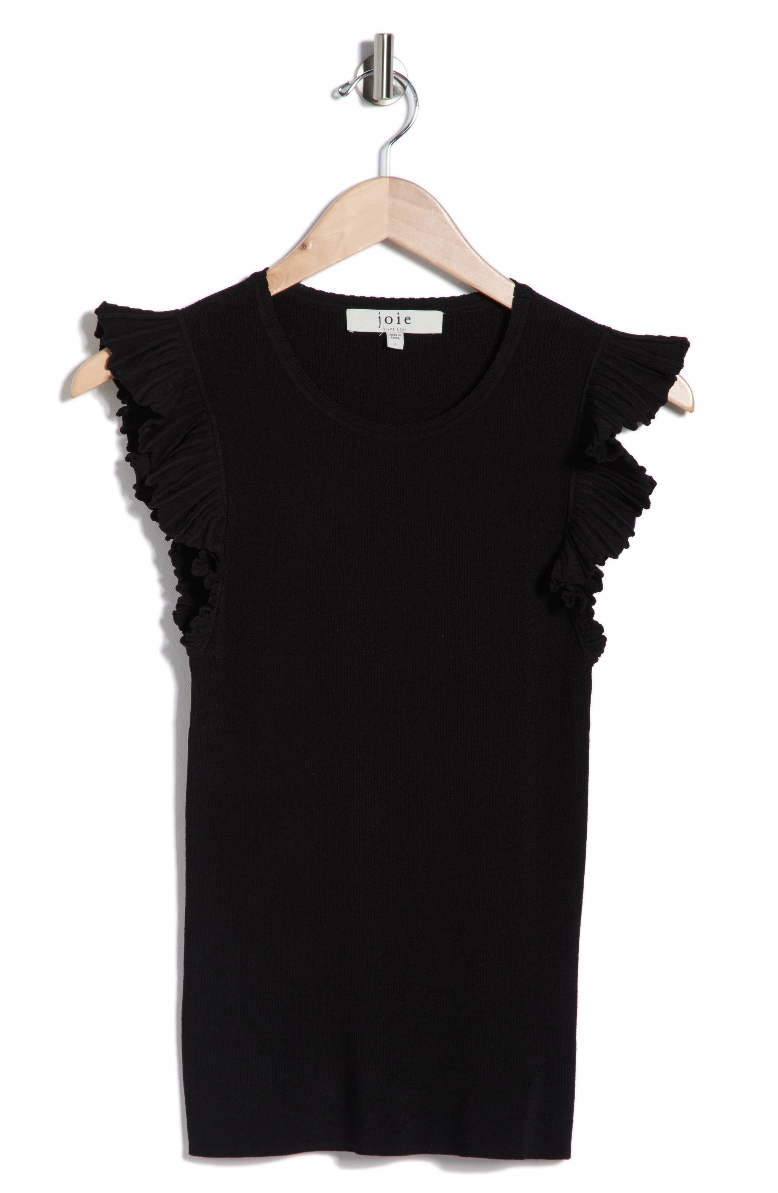 Joie Sleeveless Scalloped Flutter Sleeve Top