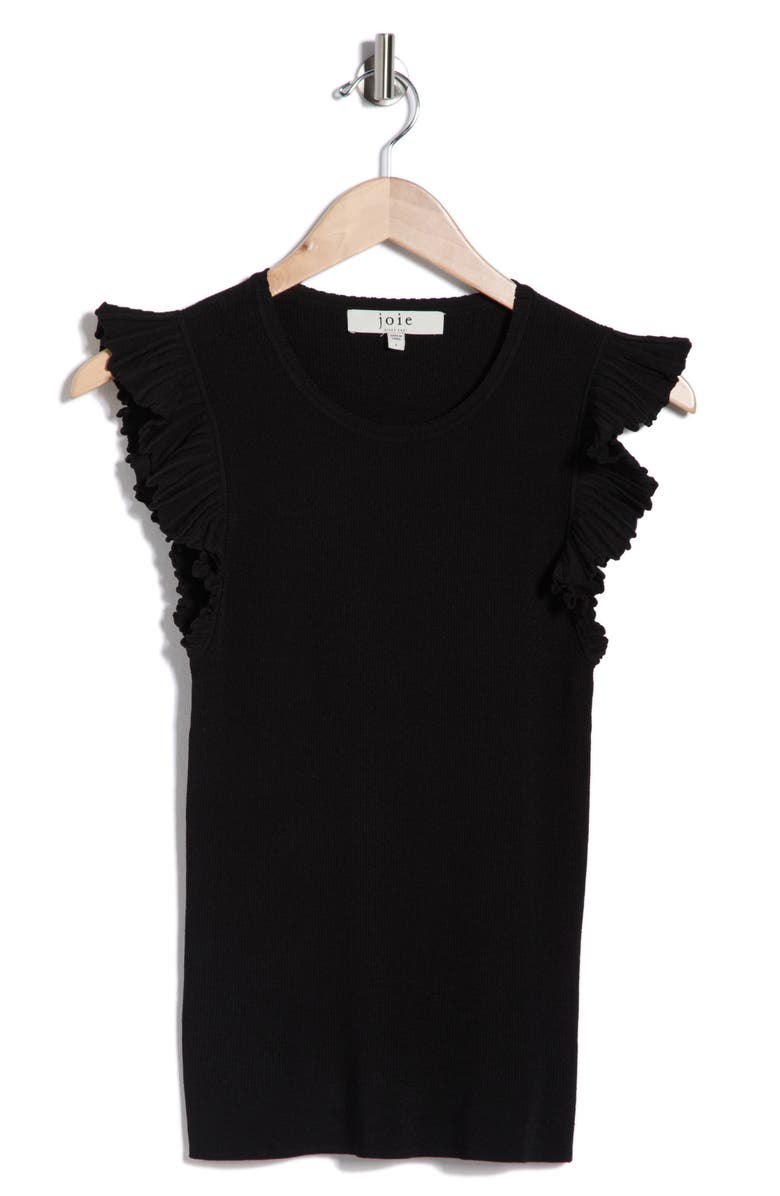 Joie Sleeveless Scalloped Flutter Sleeve Top, Main, color, Black
