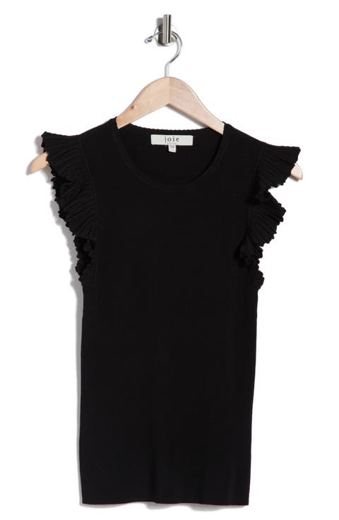 Sleeveless Scalloped Flutter Sleeve Top