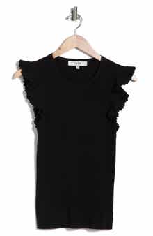 Joie Sleeveless Scalloped Flutter Sleeve Top