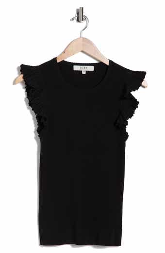 Joie Sleeveless Scalloped Flutter Sleeve Top