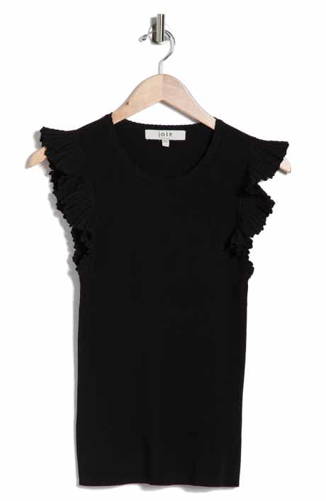 Joie Sleeveless Scalloped Flutter Sleeve Top