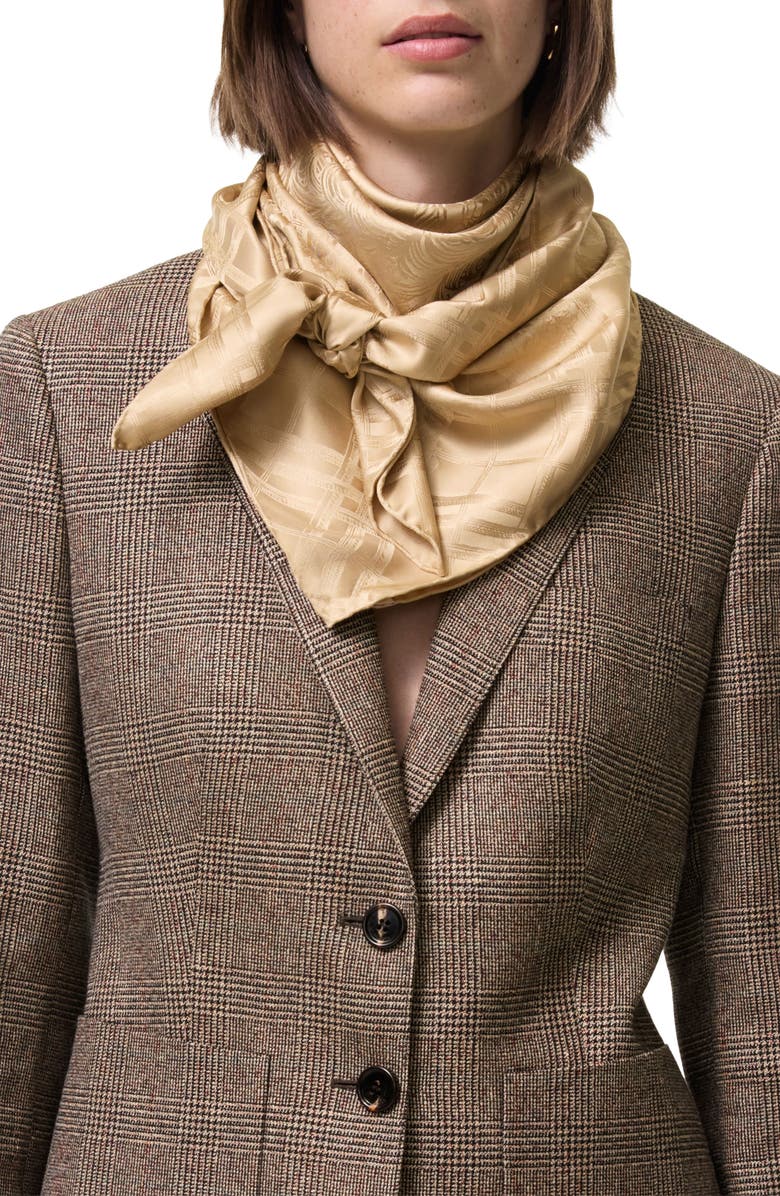 Burberry Floral Crest Silk Jacquard Scarf, Alternate, color, Sand Beige