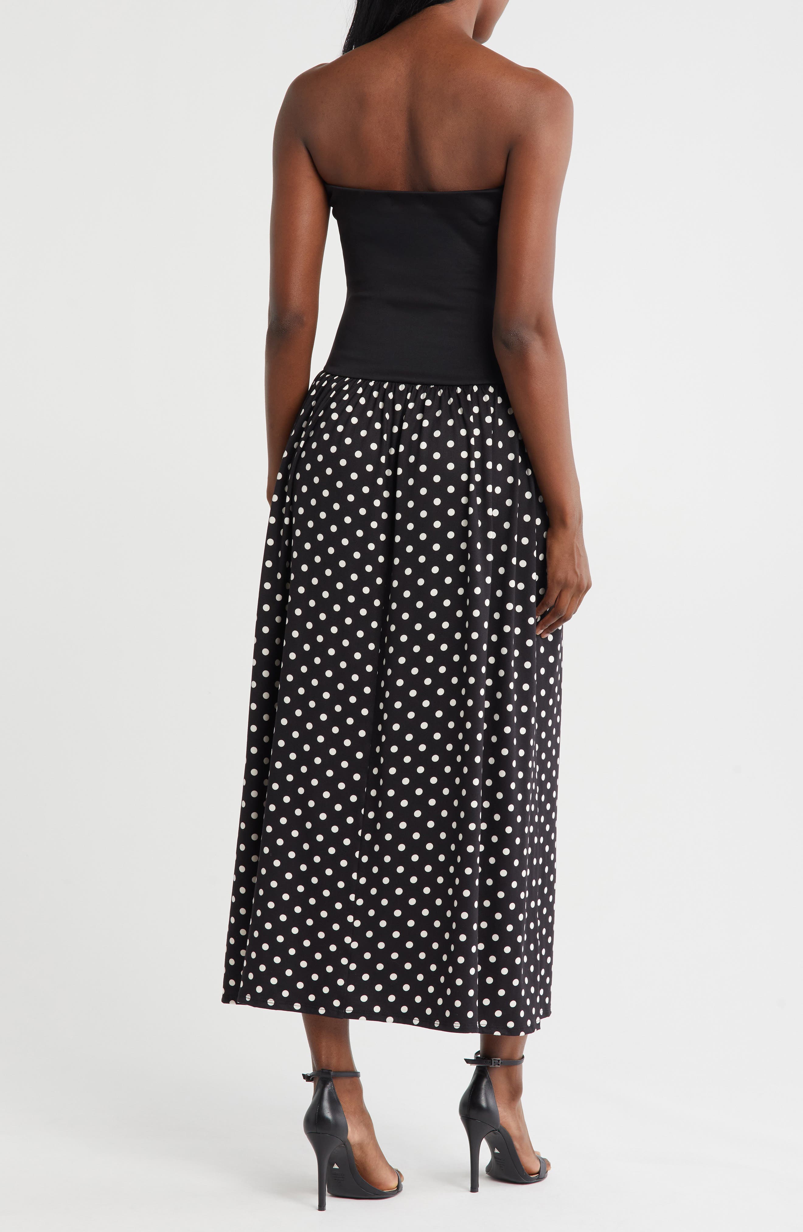 Strapless Mixed Media Maxi Dress