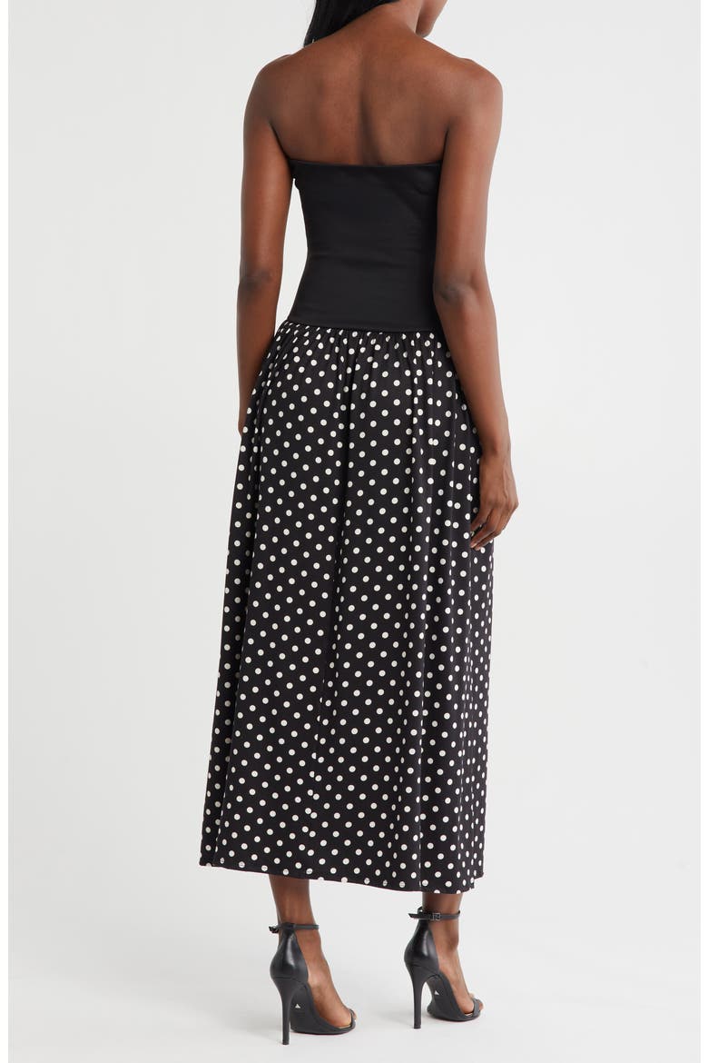 Strapless Mixed Media Maxi Dress, Alternate, color, BLACK/ WHITE