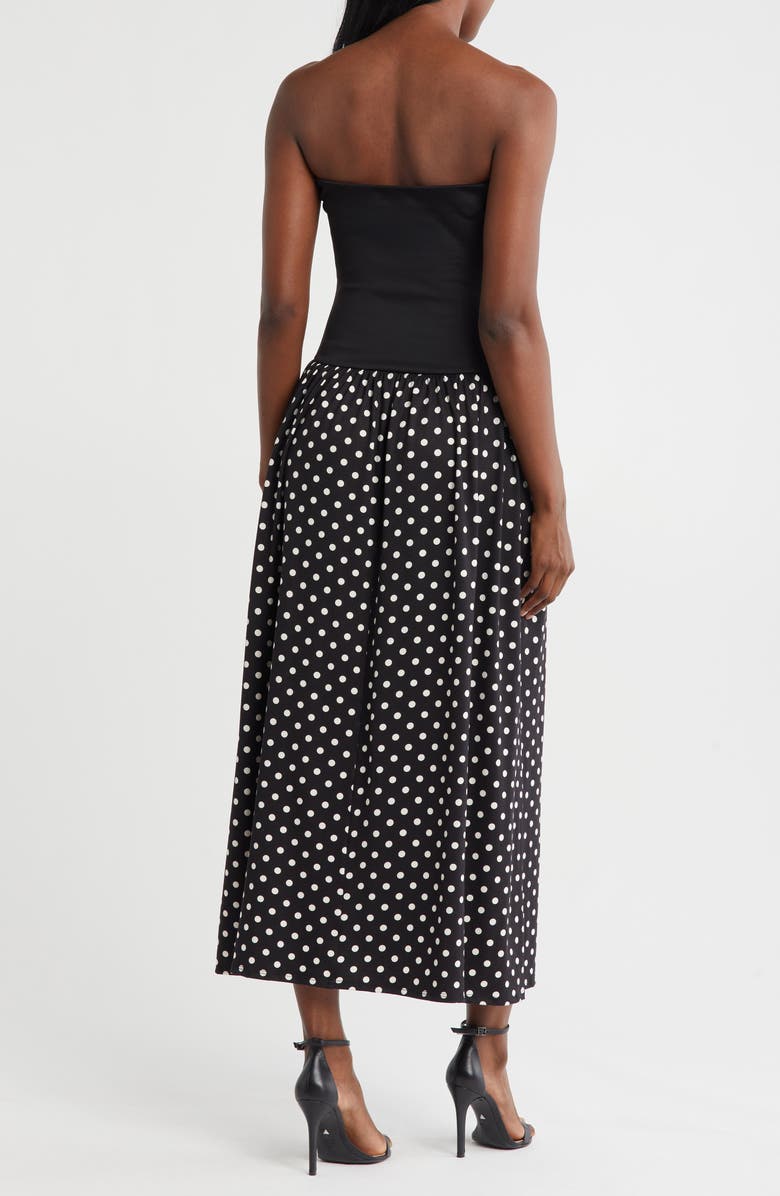 Loveappella Strapless Mixed Media Maxi Dress, Alternate, color, Black/ White