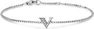 David Yurman Petite Pavé Initial Chain Bracelet in Sterling Silver with Diamonds
