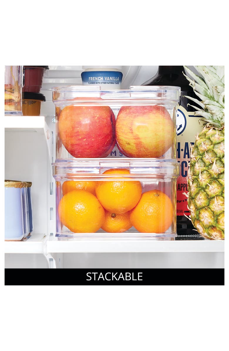 iDesign Stackable Fridge Organizer Bins with Lids - Set of 3 - Clear, Alternate, color, Clear
