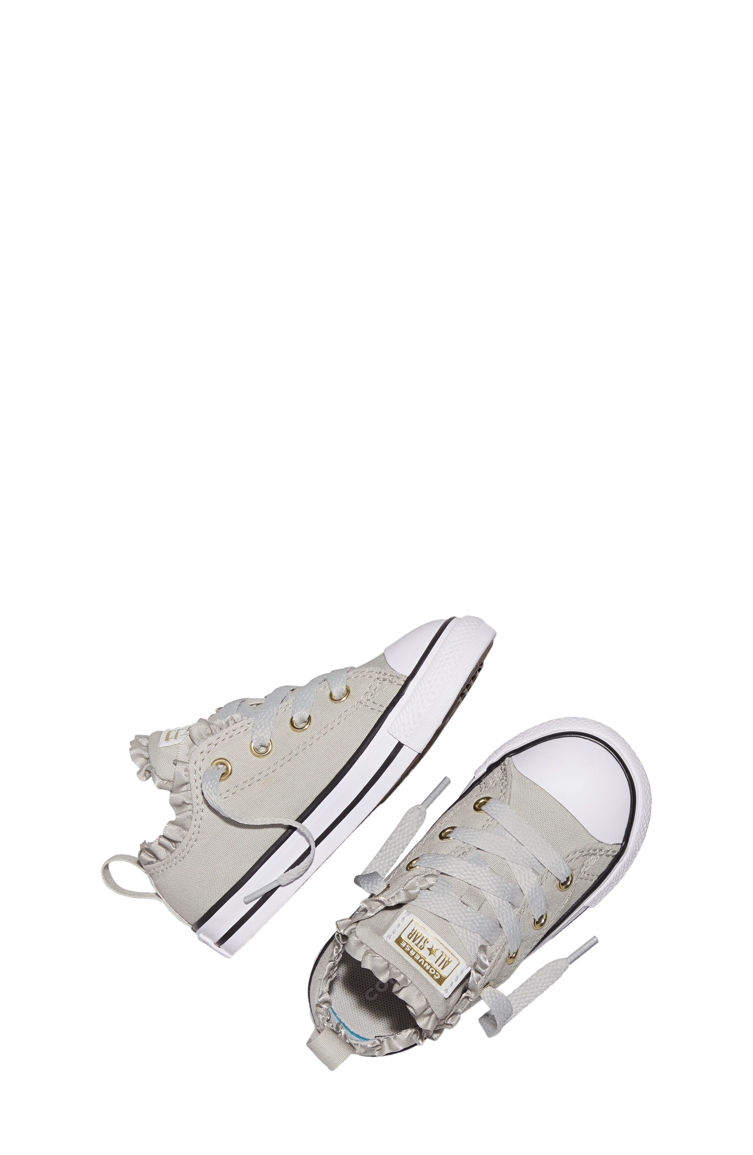 Kids' Chuck Taylor All Star Frills High Top Sneaker, Alternate, color, LIGHT GREY/ WHITE / BLACK