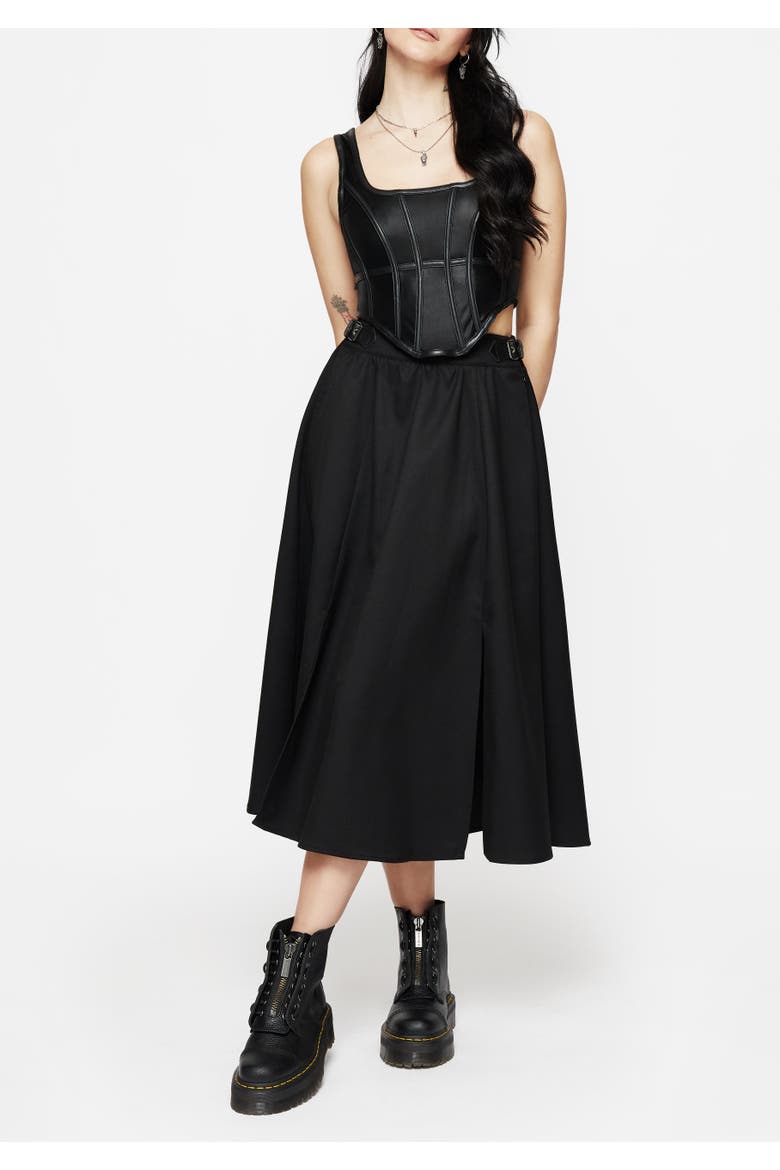 Nightingale Buckled Midi Skirt, Main, color, Black