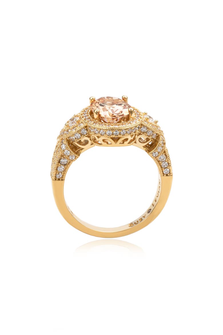 Pavé Cubic Zirconia Engagement Ring, Alternate, color, ORANGE