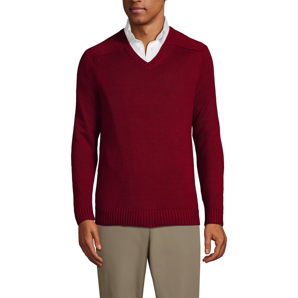 LANDS' END LANDS' END SCHOOL UNIFORM YOUNG COTTON MODAL V-NECK SWEATER