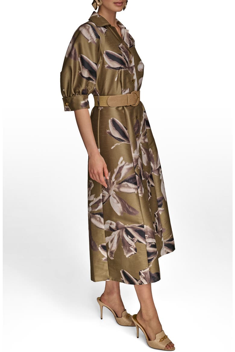 Print Belted Midi Shirtdress, Alternate, color, SMOKY OLIVE