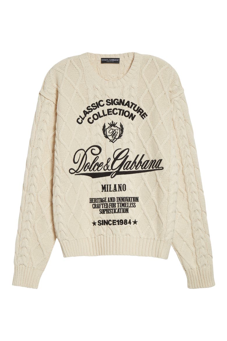 Embroidered Cable Stitch Sweater, Alternate, color, BEIGE