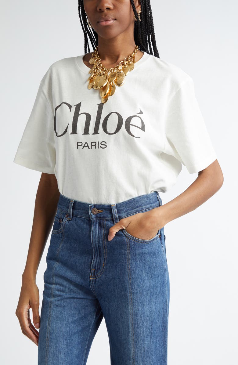 Chloé Oversize Logo Graphic T-Shirt, Main, color, 