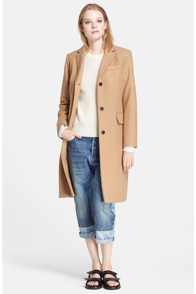 'Hiro' Felt Car Coat, Alternate, color, TEAKWOOD