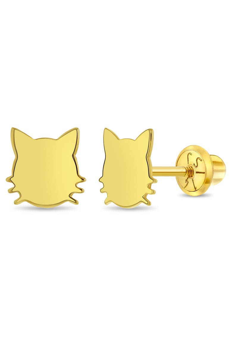In Season Jewelry 14k Polished Kitty Cat Earrings, Main, color, Gold