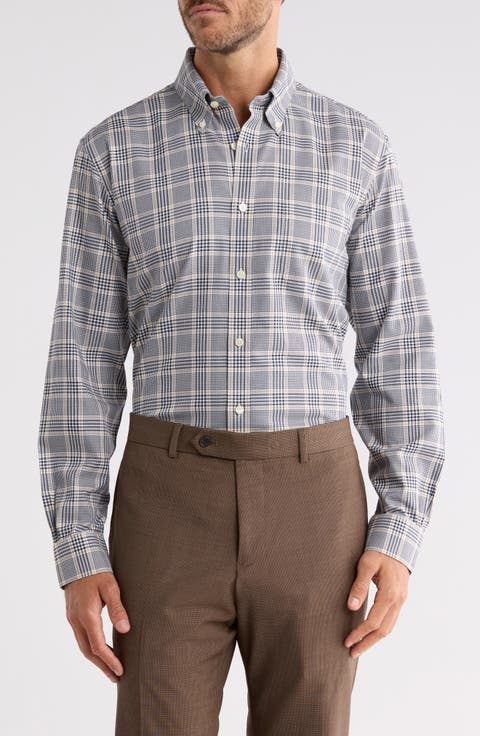 Regular Fit Glen Plaid Twill Button Down Shirt