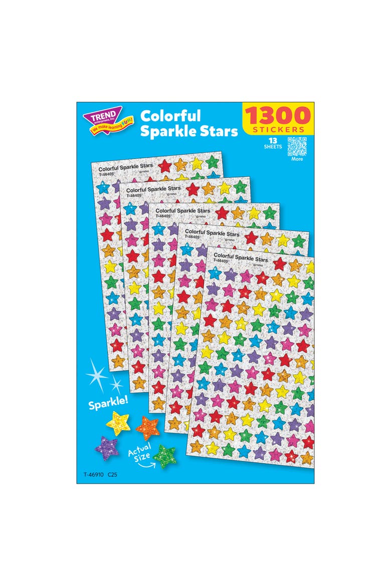 SuperShapes Sparkle Stars, 1300 Count Sticker Pack, Alternate, color, Multicolored
