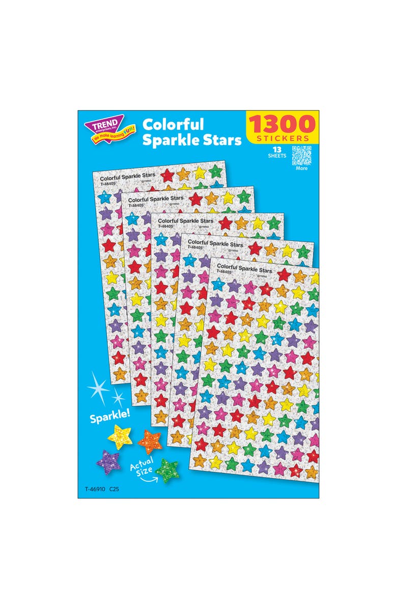 TREND SuperShapes Sparkle Stars, 1300 Count Sticker Pack, Alternate, color, Multicolored