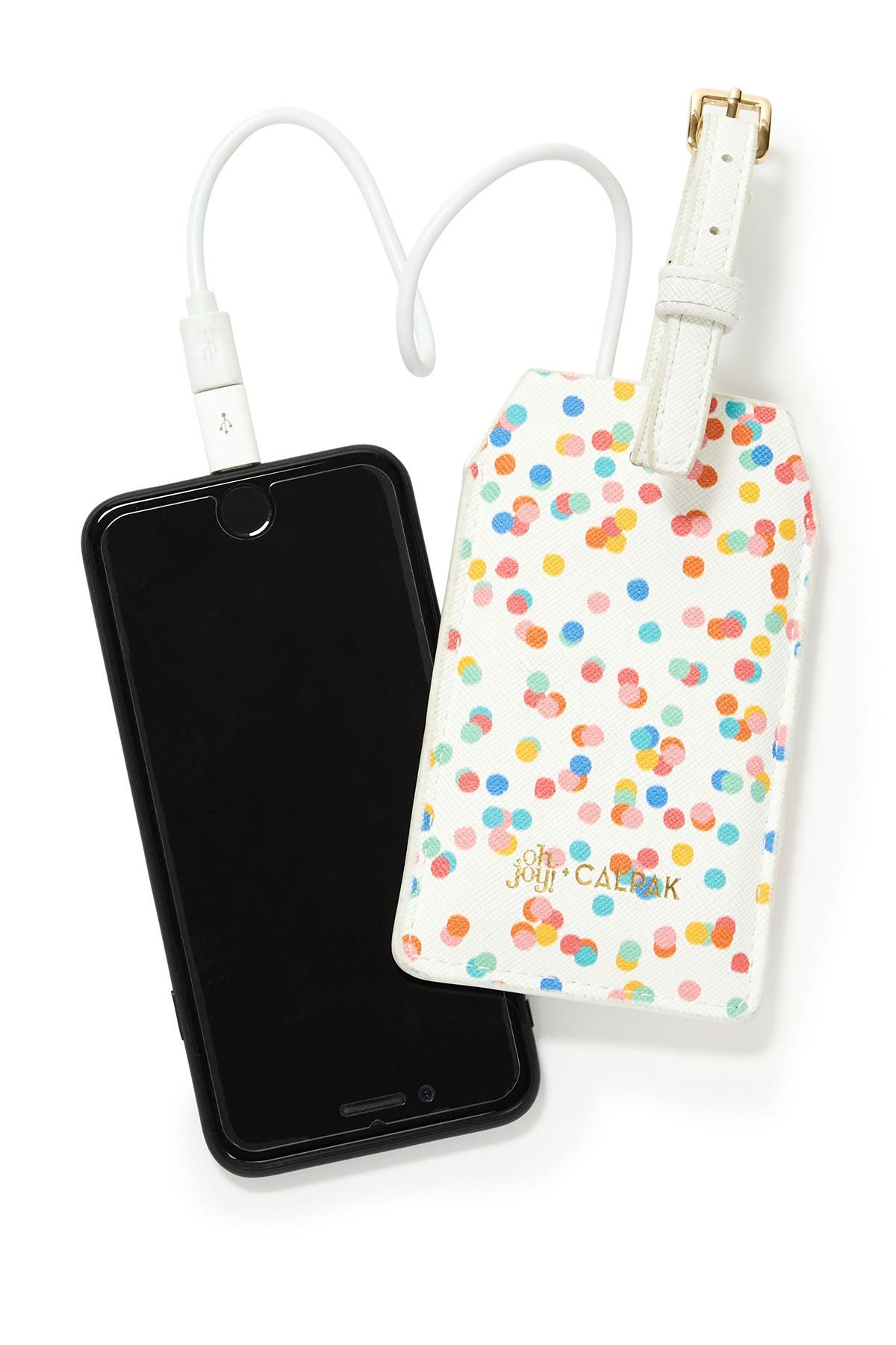 CALPAK Faux Leather Power Charging Luggage Tag, Main, color, 