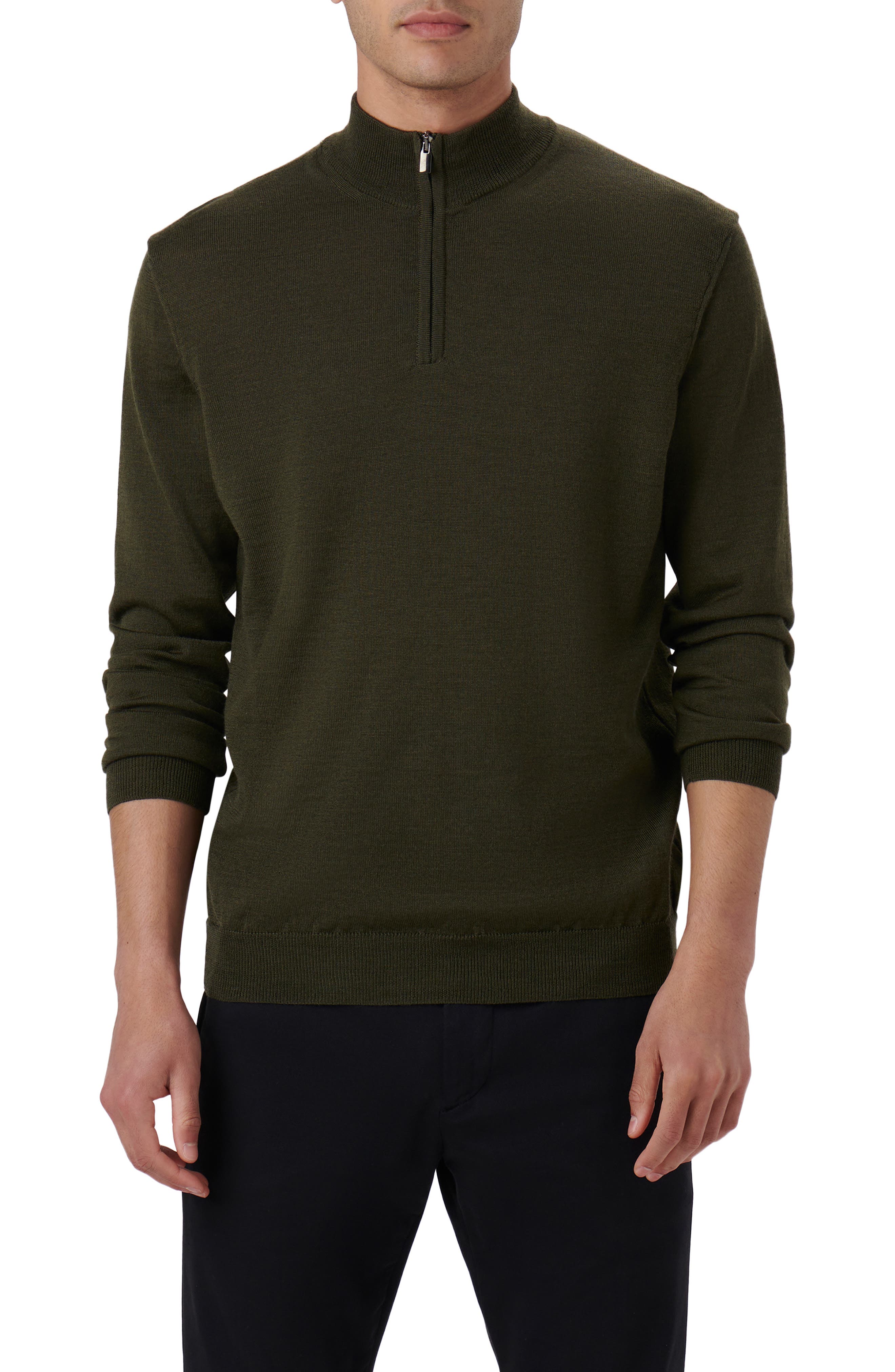 Bugatchi Quarter Zip Merino Wool Pullover